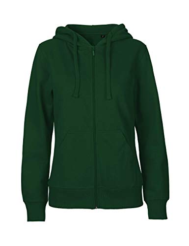 Green Cat Chaqueta con capucha para mujer, 100% algodón orgánico. Certificado de comercio justo, Oeko-Tex y Ecolabel verde botella S