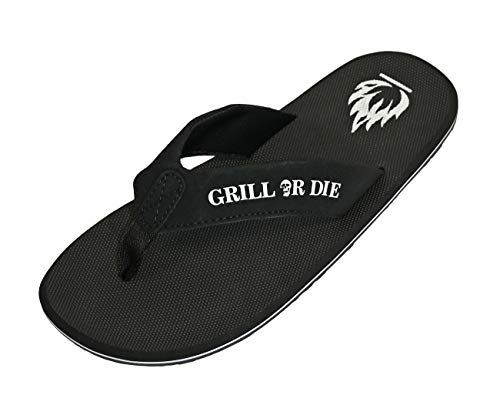Grill or Die Sandalias de dedo para hombre y mujer, color Negro, talla 46 EU Grill or Die Sandalias de dedo para hombre y mujer, color Negro, talla 46 EU