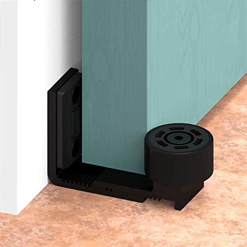 Guía deslizante para puerta corrediza, para fijar a la pared y al suelo, ajustable, color negro