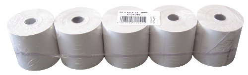 Heipa Technische Papiere - Rollos de papel térmico (sin texto impreso, 58 x 64 x 12 mm, 50 m, 5 unidades), blanco