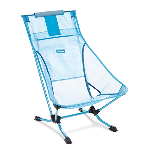 Helinox Silla de playa ligera, de perfil bajo, compacta y plegable, de malla azul con bolsa