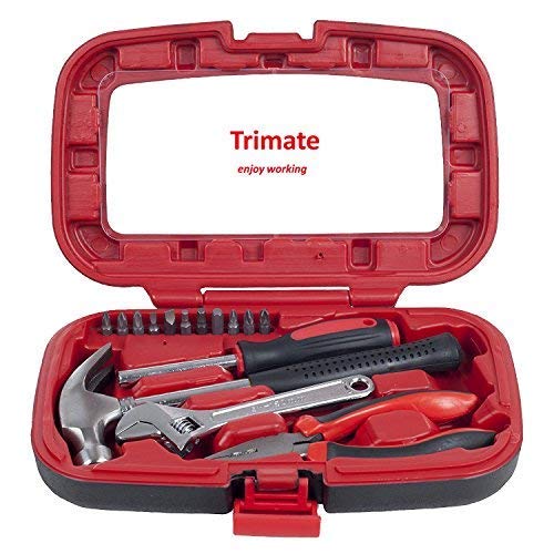 Herramientas manuales del hogar, set de herramientas de 15 piezas de Trimate,(Rojo)
