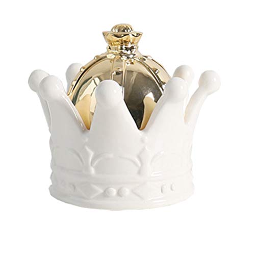 Holibanna - Corona de joyas, caja pequeña para joyas, organizador de almacenamiento para almacenamiento de joyas, color dorado y blanco