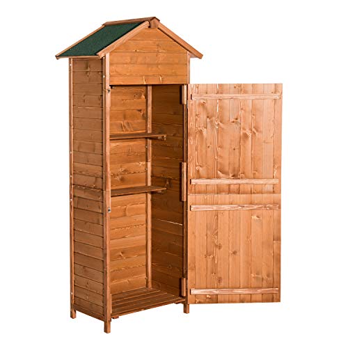 HOMCOM Cobertizo de Madera de Jardín Caseta para Herramientas 190x79x49 cm Armario de Madera Maciza de Almacenamiento en Patio Gabinete Terraza HOMCOM Cobertizo de Madera de Jardín Caseta para Herramientas 190x79x49 cm Armario de Madera Maciza de Almacenamiento en Patio Gabinete Terraza