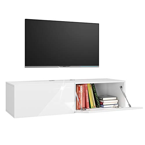 Homfa Mueble TV Blanco Mesa para TV Mueble Bajo para TV con 2 Armario de Almacenaje para Salón Dormitorio 120x40x30cm