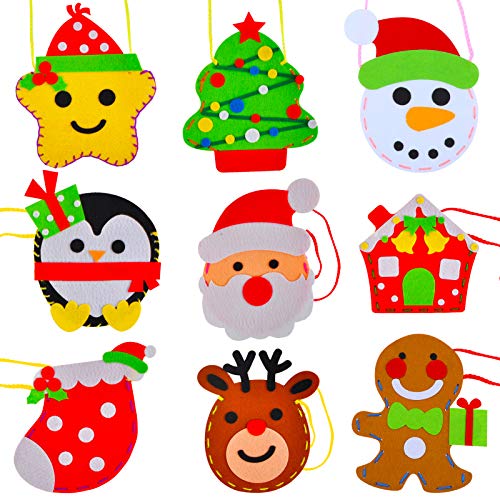 HOWAF 9 Bolsas de Navidad para Niños Coser Manualidades Bricolaje, Kit de Artesaníade Costura de Fieltro Navideño para Niños Principiantes Hecho a Mano, Haga Sus Bolsos de Navidad Juguetes de Regalo HOWAF 9 Bolsas de Navidad para Niños Coser Manualidades Bricolaje, Kit de Artesaníade Costura de Fieltro Navideño para Niños Principiantes Hecho a Mano, Haga Sus Bolsos de Navidad Juguetes de Regalo