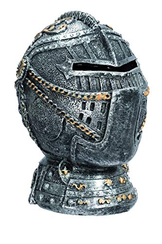 Hucha con casco medieval de resina, 13,2, 12,5, 8,5 cm