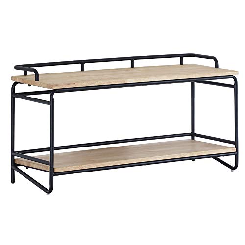 Industrial, Consola Recibidor Bajo con 2 Estantes, Acabado en Roble Salvaje y Estructura Metalica Color Negro, Medidas: 100 cm (Largo) x 52 cm (Alto) x 35 cm (Fondo) Industrial, Consola Recibidor Bajo con 2 Estantes, Acabado en Roble Salvaje y Estructura Metalica Color Negro, Medidas: 100 cm (Largo) x 52 cm (Alto) x 35 cm (Fondo)