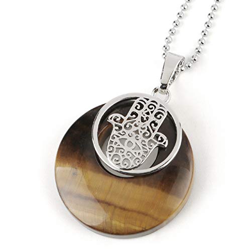 Inveroo Círculo Natural Piedra Cristal Colgante Fatima Hamsa Mano Palma Colgantes Collares Protector Amuleto Joyería para Mujeres Hombres Inveroo Círculo Natural Piedra Cristal Colgante Fatima Hamsa Mano Palma Colgantes Collares Protector Amuleto Joyería para Mujeres Hombres