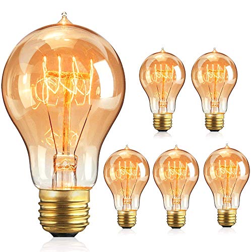 Iveoppe [6 paquetes] Bombilla Edison Vintage E27, 40 W, 220 – 240 V, lámpara decorativa retro bombilla globo G80, regulable, blanco cálido, clase energética A+