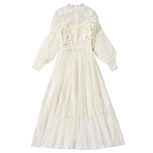 jieGorge Vestidos para Mujer Casual, Moda para Mujer Vestidos Bordados con Flores Vestido de Dos Piezas con Botones en la Manga de la Linterna, Vestidos Elegantes para Mujer (tamaño Libre Blanco) jieGorge Vestidos para Mujer Casual, Moda para Mujer Vestidos Bordados con Flores Vestido de Dos Piezas con Botones en la Manga de la Linterna, Vestidos Elegantes para Mujer (tamaño Libre Blanco)