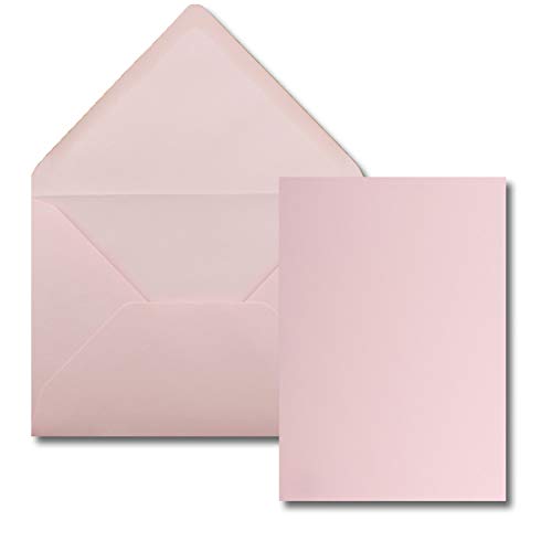 Juego de 25 tarjetas con sobre, tamaño DIN A5, 14,8 x 21 cm, color rosa, con sobres DIN C5, 15,4 x 22 cm, pegado en húmedo