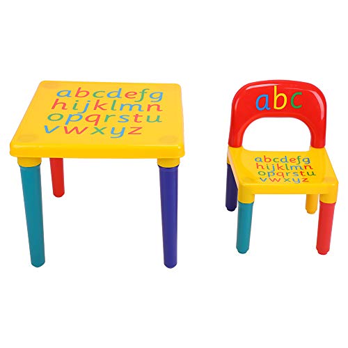 Juego de mesa y silla para niños ABC Alphabet Muebles de mesa de plástico para niños Aprende y juega Presente educativo Muebles de guardería multifunción Juego Actividad para niños pequeños Juguete
