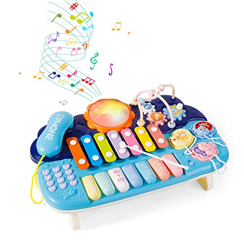 Juguete Musical para bebé-Juego con teléfono| Pearl Labirinth|Gear|Xilófono|Piano-Juguetes de Aprendizaje para Niños de 1 2 3 Años Niños Niñas Niños Pequeños Los Mejores Regalos Educativos (Azul)