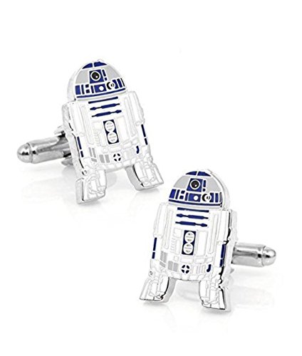 Kabuso Jewels - Gemelos con diseño de R2D2 (personaje de la película Star Wars), en caja de regalo, perfecto para aficionados Kabuso Jewels - Gemelos con diseño de R2D2 (personaje de la película Star Wars), en caja de regalo, perfecto para aficionados