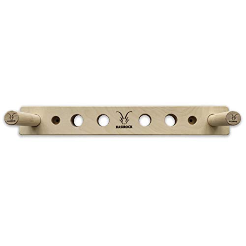 KASIROCK Barra de dominadas con 6 ranuras para barras redondas para diferentes asas y ancho de agarre juego estándar incluye 2 varillas de madera redondas y material de montaje, tamaño 60x8,5x4cm
