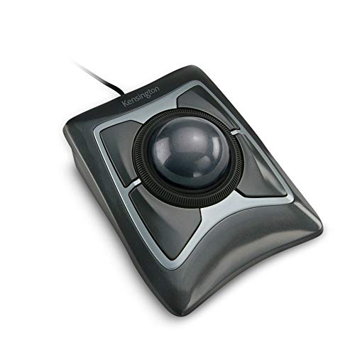 Kensinton 64325 Ratón Expert, Ratón con Cable y Trackball Compacto y Ergonómico, para Mac y Windows, con Anillo de Desplazamiento, Diseño Ambidiestro y Seguimiento Óptico, Gris