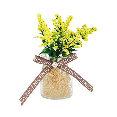 Kesio Flores artificiales en macetas, flores artificiales de lavanda falsas en macetas decorativas para interiores, baño, accesorios de sala de estar (amarillo)