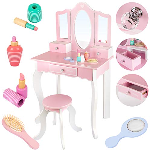 Kinderplay Tocador de Maquillaje Grande de Madera - Con Espejo Para Niñas - Tocador Maquillaje con Accesorios, Rosa Para Niños, Tocadores Maquillaje, GS3300 Kinderplay Tocador de Maquillaje Grande de Madera - Con Espejo Para Niñas - Tocador Maquillaje con Accesorios, Rosa Para Niños, Tocadores Maquillaje, GS3300