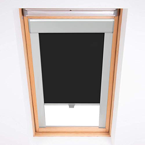 KINLO Velux - Estor opaco para ventana de techo M08/308, color negro, 61,3 x 116 cm, protección solar, estor Velux térmico, protección contra el calor, ventana de techo, decoración de ventanas
