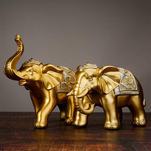 KK Zachary Decoración de habitación Elefante dorado, decoración china, manualidades de elefante, adornos de resina de alta calidad en la entrada de la sala de estar, decoraciones de mesa