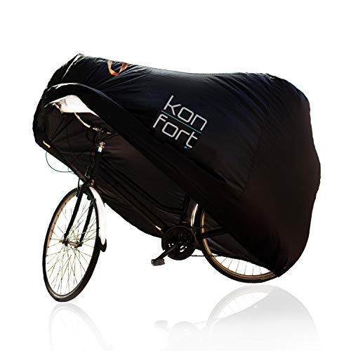 Kon-fort Funda Bicicleta Exterior Impermeable Tejido Oxford 210D Premium Protector para Lluvia Sol Polvo, para Bicis de Montaña Carretera Incluye Bolsa de Transporte