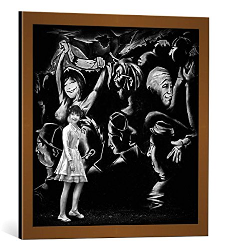 Kunst für Alle Cuadro con Marco: Piet Flour Angel and The Social Media Jungle - Impresión artística Decorativa con Marco, 60x60 cm, Cobre Cepillado