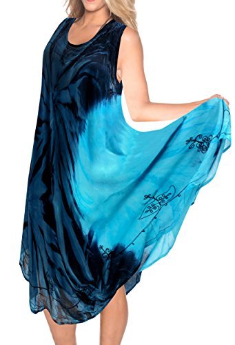 LA LEELA Noche Ropa de Playa del Tinte del Lazo del Traje de baño del Bikini de Las Mujeres Cubrir caftán Azul de Vestimenta Casual LA LEELA Noche Ropa de Playa del Tinte del Lazo del Traje de baño del Bikini de Las Mujeres Cubrir caftán Azul de Vestimenta Casual