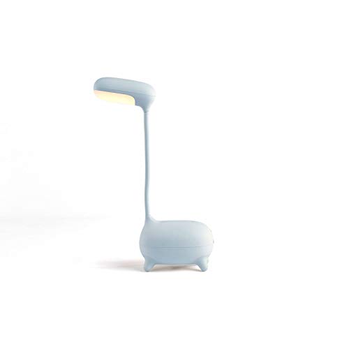 Lámpara de escritorio para niños, lámpara de mesita de noche, lámpara de escritorio regulable (animales, 3 colores de luz, ajustable, con cable USB, azul claro)