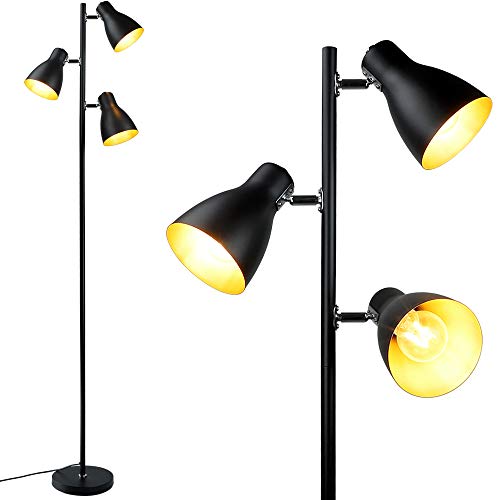Lámpara de pie Depuley con 3 luces, lámpara de pie retro E27, lámpara de pie giratoria con 3 focos, lámpara de pie de metal negro, lámpara de pie para salón, dormitorio, oficina, sala de lectura Lámpara de pie Depuley con 3 luces, lámpara de pie retro E27, lámpara de pie giratoria con 3 focos, lámpara de pie de metal negro, lámpara de pie para salón, dormitorio, oficina, sala de lectura