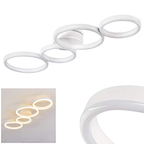 Lámpara LED de techo Grasse, moderna lámpara de techo de metal y plástico en blanco, 35 W, 1600 lúmenes, color de luz 3000 Kelvin (blanco cálido), diámetro de los anillos 19,5 cm y 25,5 cm Lámpara LED de techo Grasse, moderna lámpara de techo de metal y plástico en blanco, 35 W, 1600 lúmenes, color de luz 3000 Kelvin (blanco cálido), diámetro de los anillos 19,5 cm y 25,5 cm