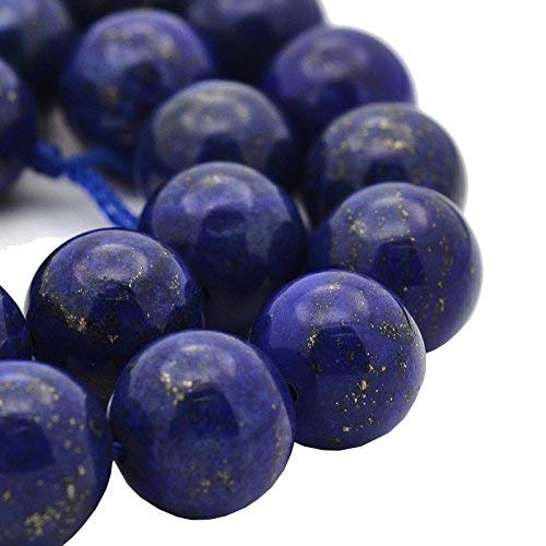 Lapislazuli G227 - Cuentas redondas de lapislázuli de 10 mm, color azul semiprecioso, piedras preciosas para manualidades, cadena