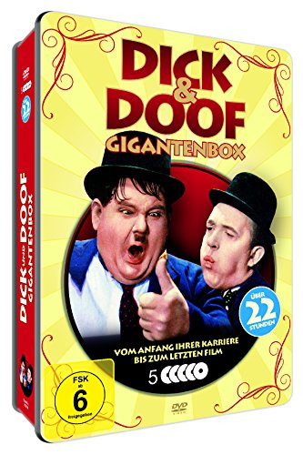 Laurel und Hardy DICK & DOOF - Caja para granos, desde el principio de su carrera hasta la última película de 22 horas / 5 DVD en caja metálica
