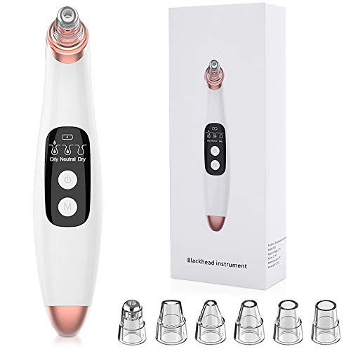 Limpiador de Poros, Extractor Puntos Negros, AIGUO Limpiador Facial Succionador de puntos negros, Blackhead Remover, Con USB Carga Portáti, 6 Cabezales y 3 Modos para Espinillas y Acné.