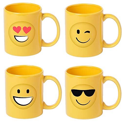 Lote de 8 Tazas en cerámica Diseño Emoticonos. Tazas Infantiles para un Desayuno Especial para los niños. Regalos Originales para cumpleaños, comuniones, bautizos.