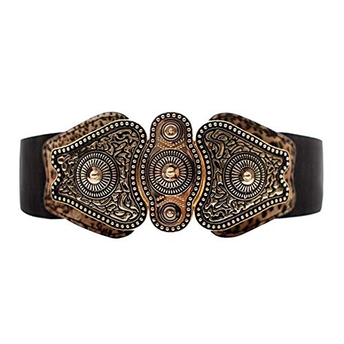 LPZW Cinturones Anchos para Las Mujeres Cinturón de diseño de la Marca Cinturón elástico (Belt Length : 82cm, Color : Leopard)