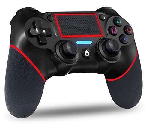 Maegoo Mando para PS4, PS4 Mandos Bluetooth Inalámbrico Gamepad Joystick para PS4 Slim/PS4 Pro con Doble Vibración y 6-Axis Gyro Sensor, Touch Panel y Función de Audio(Rojo)