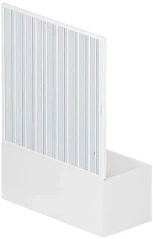 Mampara con fuelle de 170 cm x 150 cm de altura, de PVC en un lado con puerta única de apertura lateral, color blanco, decoración de baño