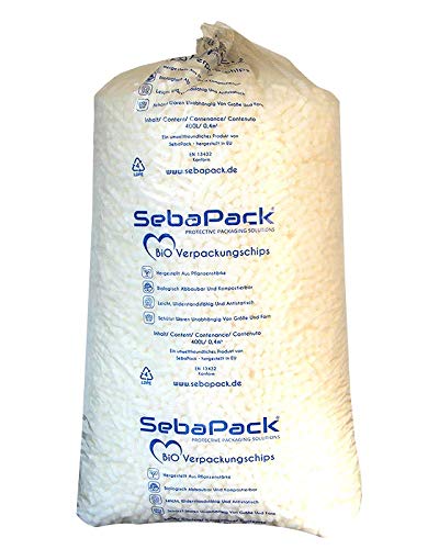 Material de relleno SebaPack para embalajes, 60 a 1200 litros, copos de relleno bio, naturales, de almidón de maíz, color Blanco 240 litros