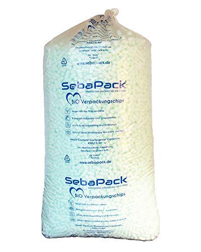 Material de relleno SebaPack para embalajes, 60 a 1200 litros, copos de relleno bio, naturales, de almidón de maíz, color verde 60 Liter