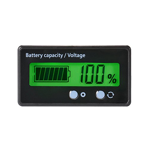 Medidor de Capacidad de la batería LCD,12V / 24V / 36V / 48V Indicador de Estado de la batería de Plomo ácido,Medidor de Voltaje Monitor Luz de Fondo Verde para la batería del vehículo