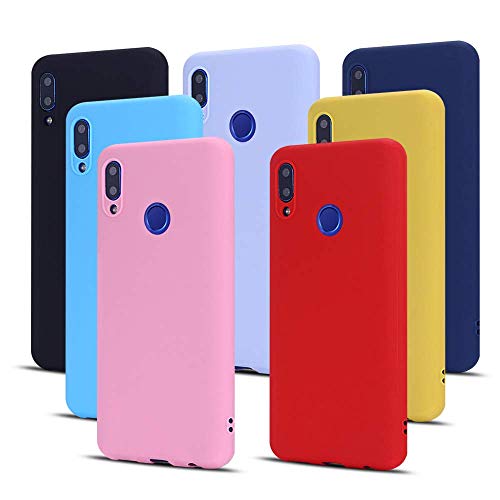 Meeter 7 x Funda para Huawei P Smart 2019 / Honor 10 Lite, Ultra Fina Carcasa Silicona TPU de Alta Resistencia y Flexibilidad (Negro + Rojo + Azul Oscuro + Rosa + Lavanda + Amarillo + Azul Cielo)