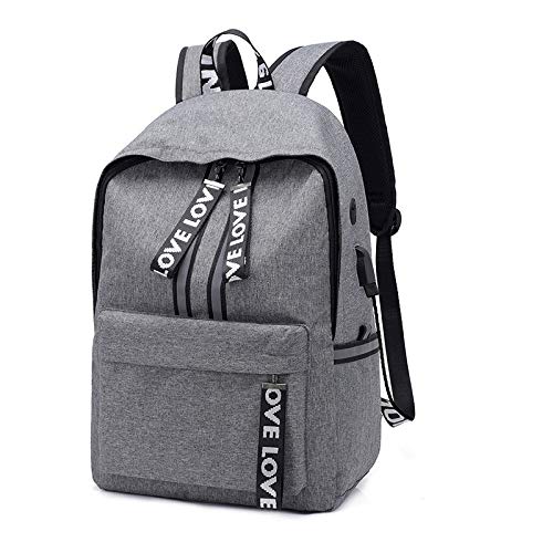 Mochila de Carga USB para Hombres y Mujeres, para Estudiantes universitarios, Mochila Informal, para computadora, Color Gris, tamaño 46CM*14CM*31CM