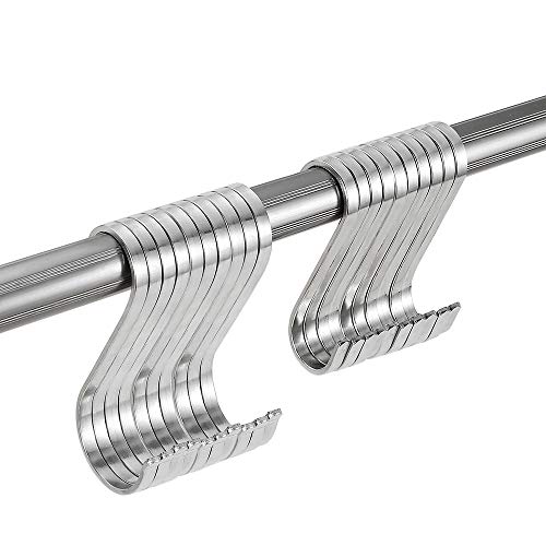 MONFISH Ganchos en forma de S de acero inoxidable. Paquete de 20 ganchos para colgar en la cocina y en el baño MONFISH Ganchos en forma de S de acero inoxidable. Paquete de 20 ganchos para colgar en la cocina y en el baño