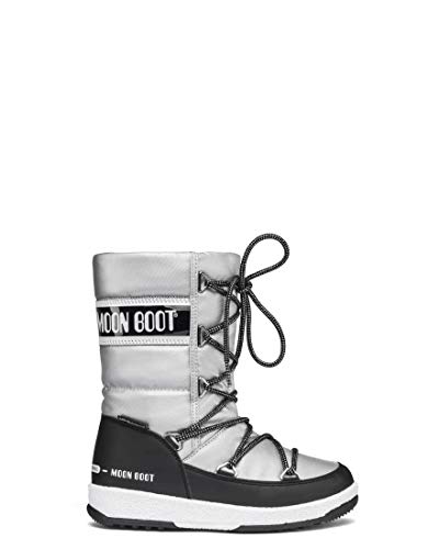 Moon-boot Jr G.Quilted WP, Botas de Nieve Mujer, Silver/Black, 37 EU