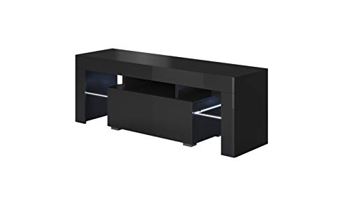 muebles bonitos – Mueble TV Modelo Elio (130x45cm) Color Negro con LED RGB