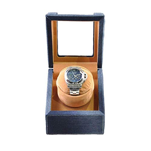 NBVCX Inicio Accesorios Relojes de Arte de Mezclilla Simple Devanadera automática de Reloj Motor silencioso de Lujo Caja de Madera 4 Modos Bobinadoras de rotación 13 y 13 Veces, 15,5 cm