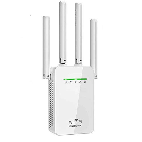 NFSK Amplificador Señal WiFi, 300Mbps/2.4 GHz Repetidores WiFi Amplificador Extensor de WiFi con Largo Alcance Modo Punto de Acceso/Repeater/Router/Cliente(2 Puerto LAN/WAN, 4 Antenas Externas, WPS)