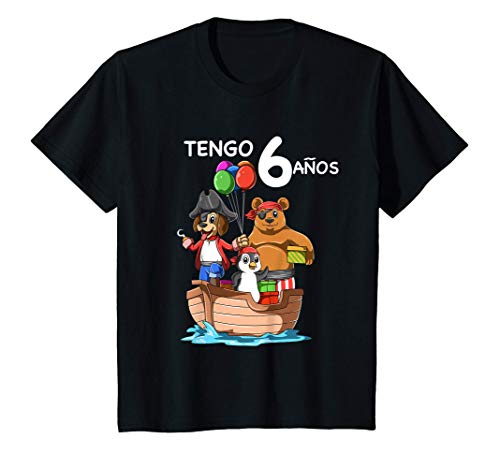 Niños 6 Cumpleaños Animales - Regalo de Seis Años Para Niños Camiseta