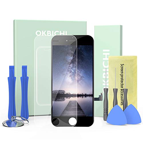 OKBICHI LCD Kit de Pantalla de reemplazo de Pantalla táctil para iPhone 8 (4.7",Negro) ensamblaje del Marco del digitalizador Herramienta de reemplazo de conversión Completa y Protector de Pantalla